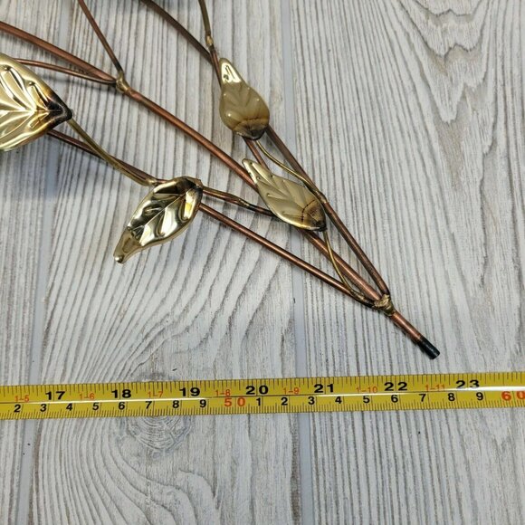 Brass Gold Leaves Curved Wall Hanging Homco Home Interior 1970s MCM Granny Vtg - Picture 7 of 7